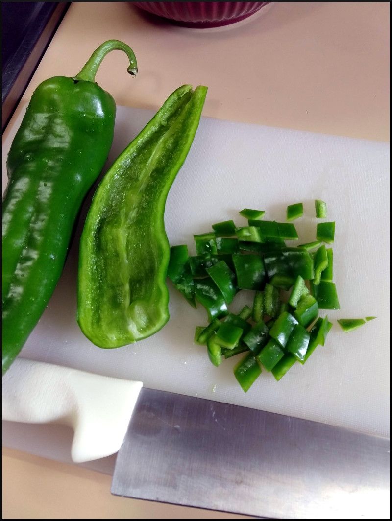 Hatch Peppers being diced